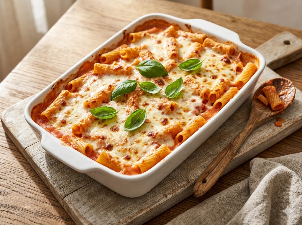 Creamy Tomato Basil Pasta Bake