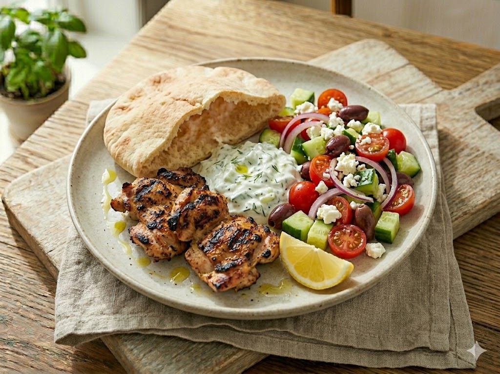 Greek Chicken Pita Plates
