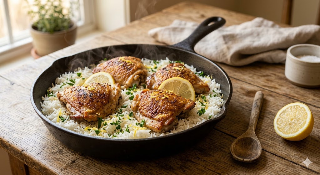 Lemon Herb Chicken Rice Skillet