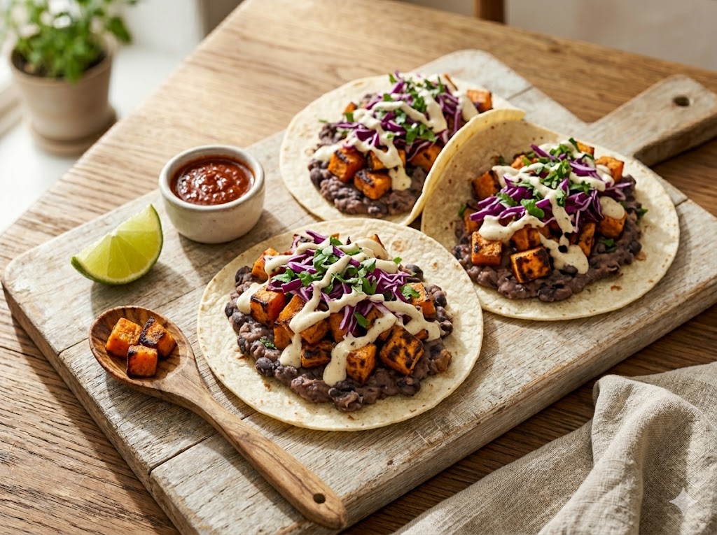 Smoky Black Bean Sweet Potato Tacos